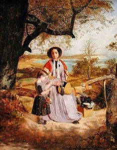 Mother and Child by a Stile, with Culver Cliff, Isle of Wight, in the distance c.1849-50 by James Collinson