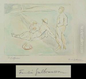 Familie Gulbransson Am Strand by Rudolf Grossmann