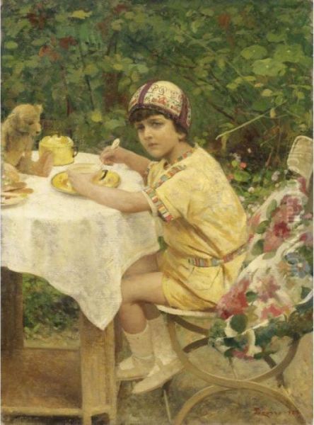 Colazione All'aria Aperta. Il Nipote Giacomino In Giardino - view 1