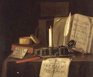 Still Life with Inkstand and Books, 1702 by Edwart Collier