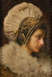 Studio Per Signora Con Cuffia Di Piume