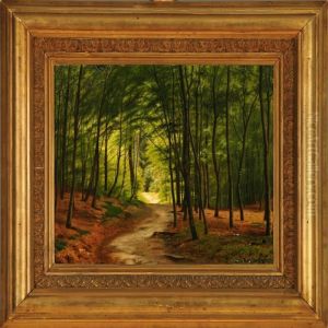 View Through The Forest In Frederiksvaerk by Vilhelm Georg Groth