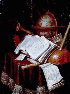 Vanitas with a globe, musical scores and instruments, 1692 by Edwart Collier