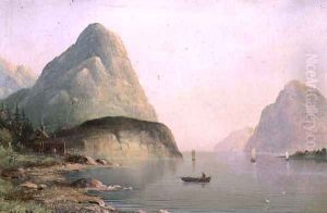 A Fjord Scene by Nils Hans Christiansen