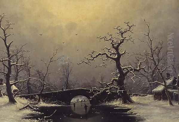 Skaters in a frozen winter landscape - view 1