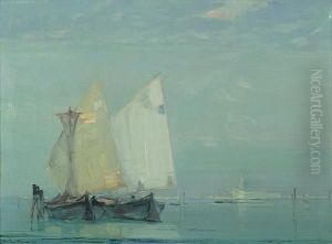View Of Ships Near Venice by Oliver Dennett Grover