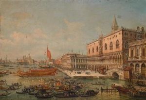 Aufbruch Der Bucentaur Des Dogen Von Venedig by Carlo Grubacs
