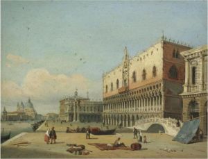 Venice, A View Of The Doge's 
Palace And Piazzetta Looking West Fromthe Riva Degli Schiavoni