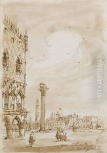 Venice: La Piazzeta (pza. San Marco), S. Giorgio In Distance by Carlo Grubacs