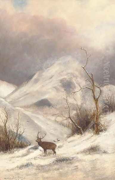 Deer in a winter landscape - view 1