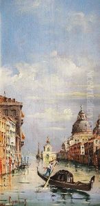 Venice: Gongolas In Front Of Santa Maria And Dogana