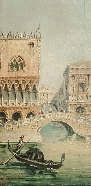 The Bridge Of Sighs; Piazzetta San Marco By Moonlight; A Gondola On The Lagoon - view 1