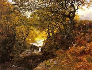 Deer In A Woodland Glade by George Vicat Cole