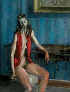 Nu Au Gilet Rouge Assis by Francis Gruber