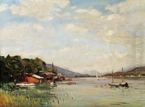 Worthersee Mit Blick Auf Den Dobratsch by Franz Gruber-Gleichenberg