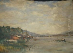 River Landscape by Franz Gruber-Gleichenberg