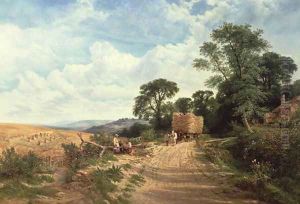 Landscape - Harvest Time 1865 by George Vicat Cole