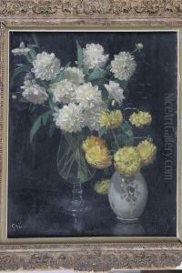 Deux Vases De Dahlias by Jules-Alexandre Grun