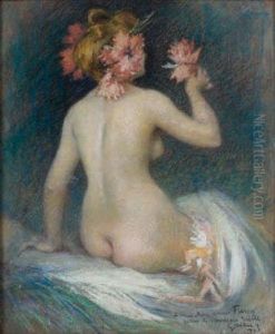 Elegante Aux Oeillets by Jules-Alexandre Grun