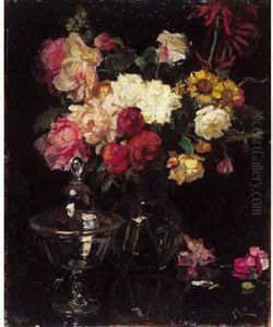 Bouquet De Roses Et De Marguerites.