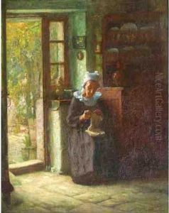 Bretonne Pres De Sa Fenetre by Maurice Grun
