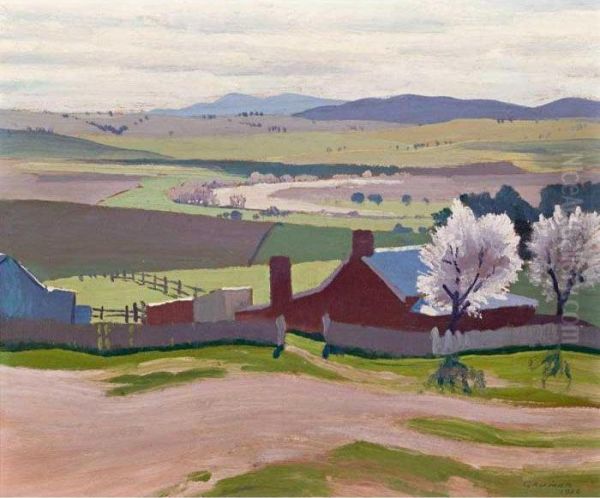 Spring: A Farm And Blossom Trees At Bathurst - view 1