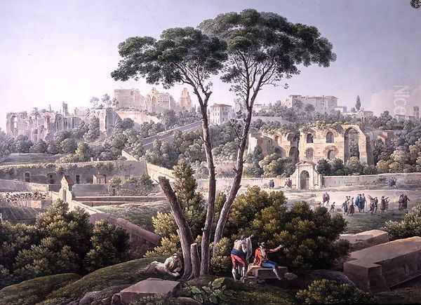 View of the Palatine Hill in Rome, with the ruins of the Palace of the Cesars in the background, c.1800 - view 1