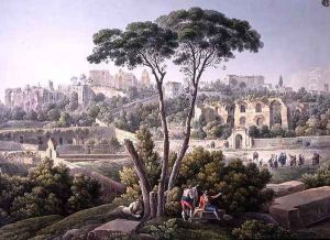 View of the Palatine Hill in Rome, with the ruins of the Palace of the Cesars in the background, c.1800