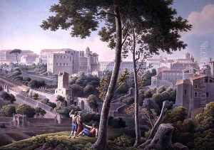 View of the Quirinal Hill in Rome, with the Villa Colonna in the Background, c.1800 by Louis Francois Cassas