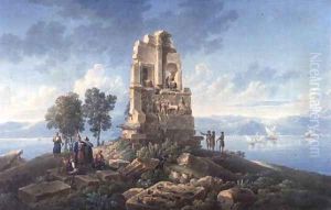 Grand Tourists at the Monument of Philopappos, Greece, 1821 by Louis Francois Cassas