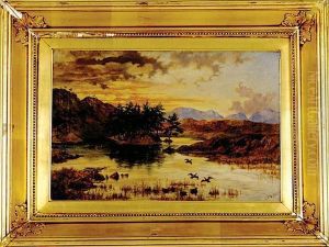 Ducks Rising In Twilight Landscape