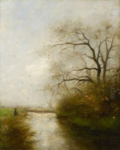 Figure Along Canal by Charles Paul Gruppe