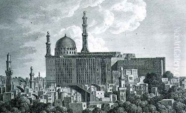 The Djami or Mosque Cathedral of Hasan in Cairo, engraved by Pierre Nicolas Ransonnette (1745-1810) plate 65 from Volume III of 'Voyage Pittoresque', 1799 - view 1