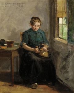 Woman Polishing A Kettle