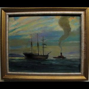 Tugboat Towing Ship by Charles Paul Gruppe