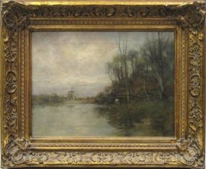 Dutch Landscape With Windmill by Charles Paul Gruppe