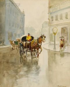 Old Times Lower Broadway by Charles Paul Gruppe