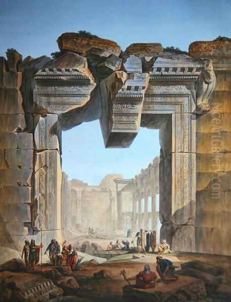 Main gate of a temple situated south of the Temple of the Sun at Baalbec, c.1800 - view 1