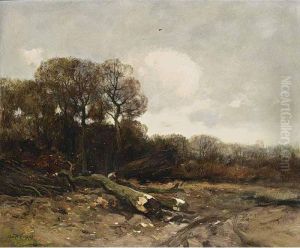 Woodcutters At Work by Charles Paul Gruppe