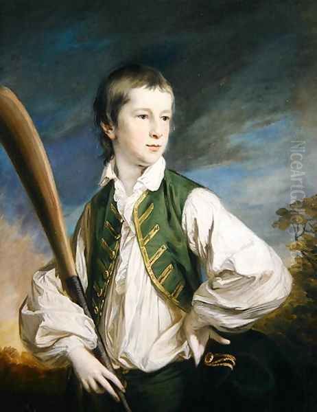 Charles Collyer as a boy, with a cricket bat, 1766 - view 1