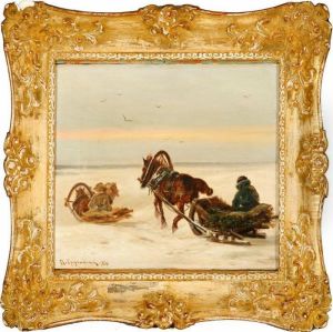Sleighs In The Snow by Petr Nicolaevich Gruzinsky