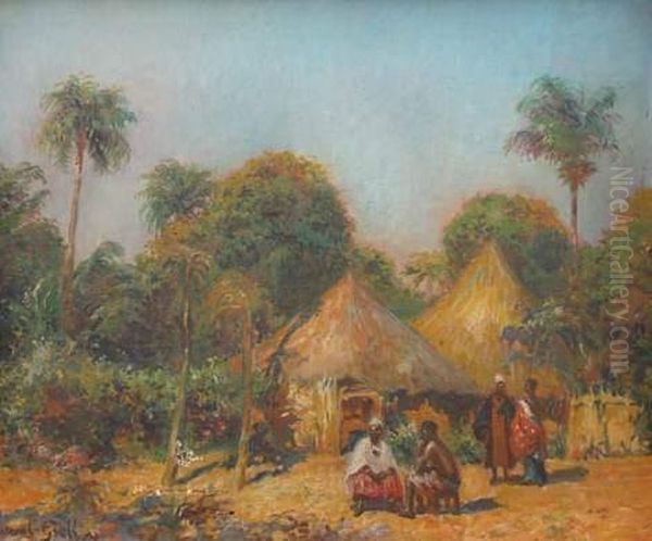 Paysage D'afrique Anime De Personnages. - view 1