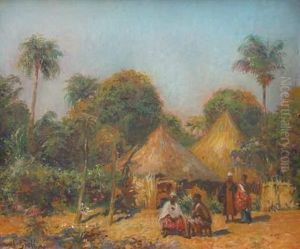 Paysage D'afrique Anime De Personnages.