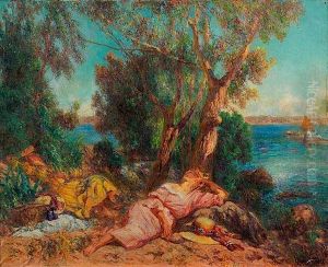 Femmes Alanguies Sur Un Rivage Mediterraneen by Laurent Gsell