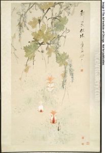 Wisteria And Goldfish by Xu Gu
