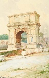 Arch Of Titus At The Entrance To The Forum, Rome by Guerrino Guardabassi