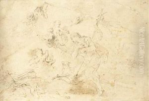 Saint Jean-baptiste Tenant Une 
Croix Avec Un Agneau Et Entoure Deputti (recto); Des Etudes De Putti 
(verso) by Giovanni Antonio Guardi