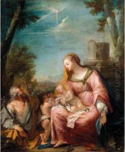 The Holy Family In A Landscape by Giovanni Antonio Guardi