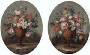 Roses, Carnations, Narcissi And Other Flowers In An Vase On A Ledge by Francesco Guardi