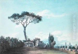 In the Gardens of the Colonna Palace, Rome by John Robert Cozens